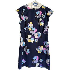 Laundry By Shelli Segal Ruffle Sleeve Floral Mini Dress in Navy Multi Size 12